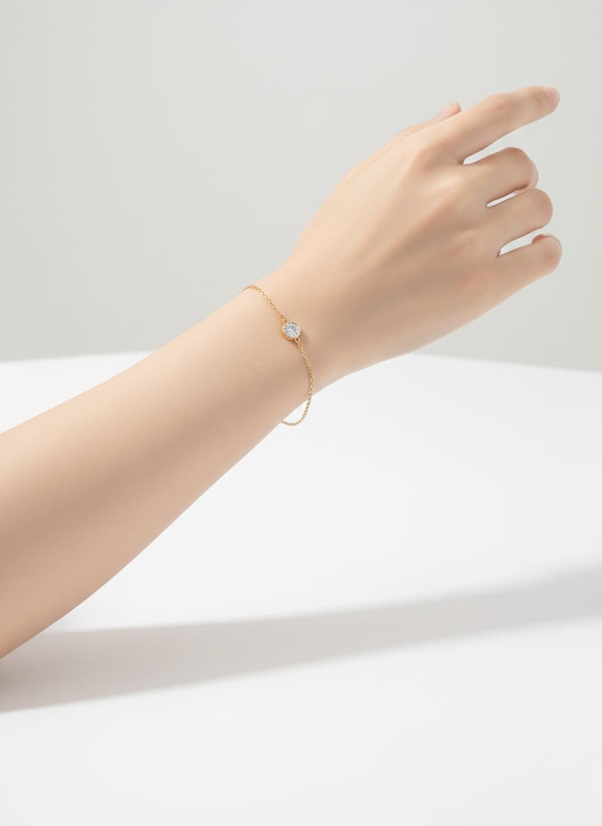 Elegant Gold Circle Crystal Chain Bracelet