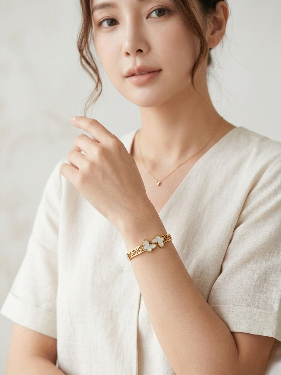 Elegant Gold Butterfly Pearl Korean Style Bracelet