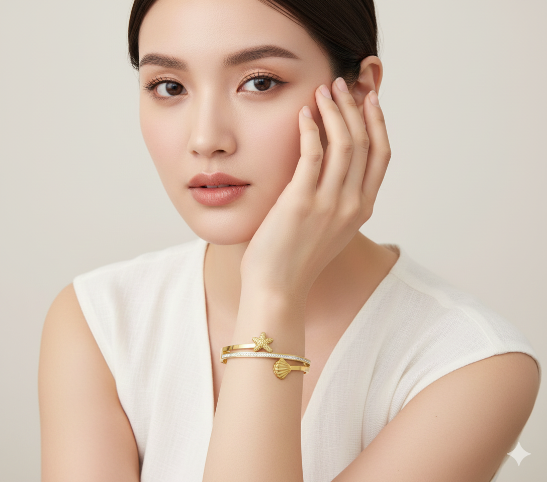 Diamond Studded Sleek Gold Plated Stainless Steel Kada Bracelet