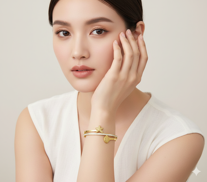 Diamond Studded Sleek Gold Plated Stainless Steel Kada Bracelet
