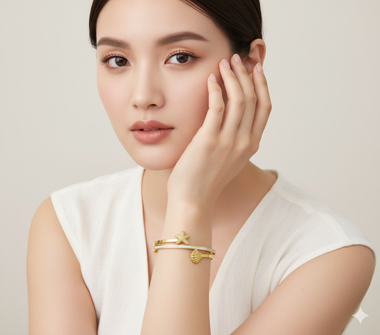 Diamond Studded Sleek Gold Plated Stainless Steel Kada Bracelet