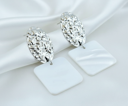 Contemporary Silver Statement Earrings