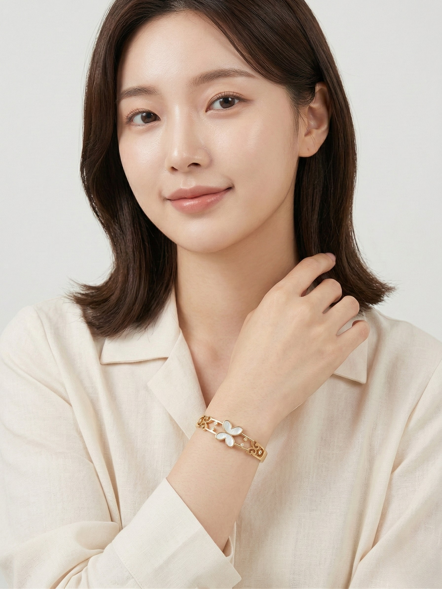 Elegant Gold Butterfly Kada With Marble Inlay