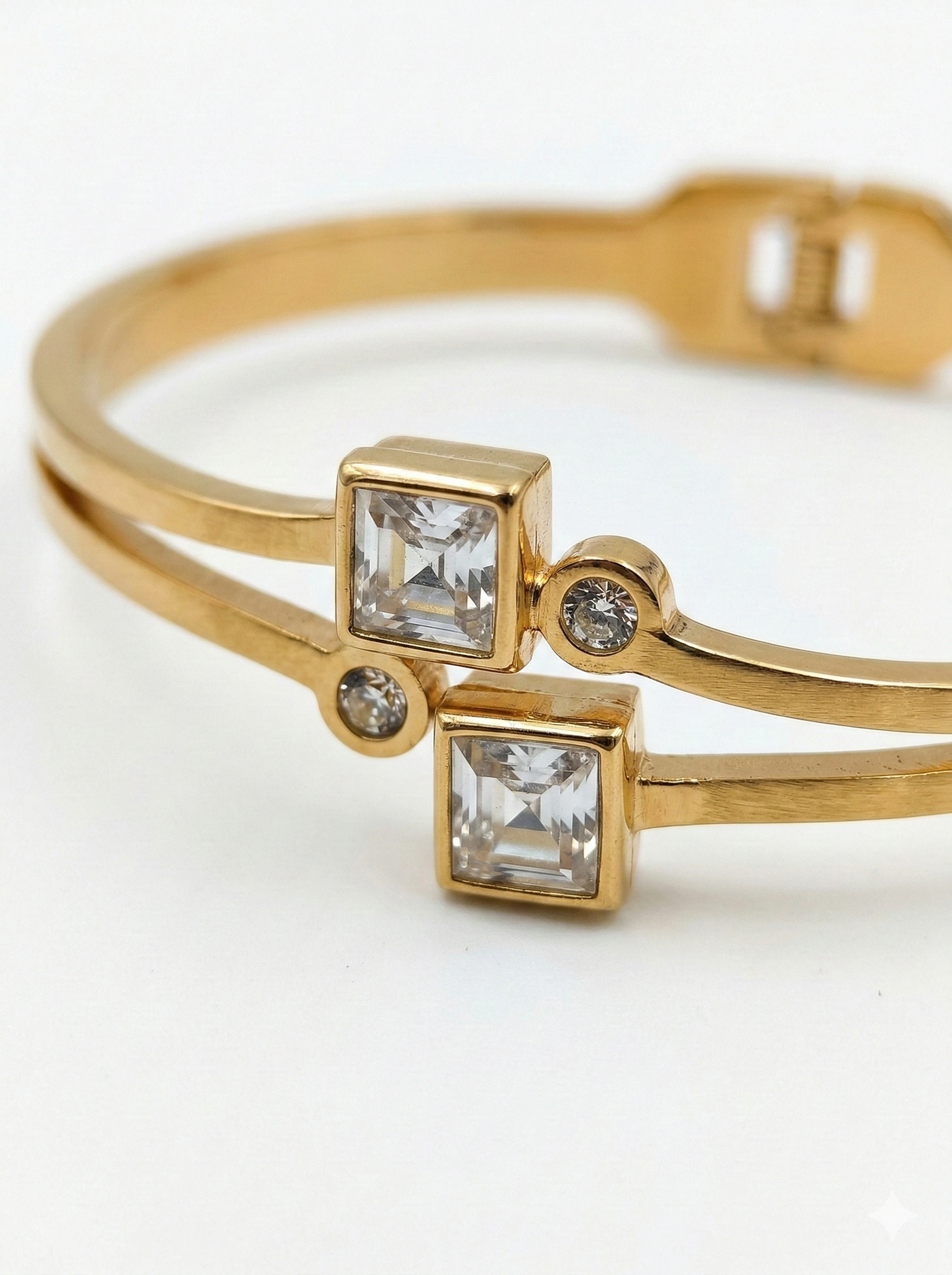 Elegant Gold Bangle with Square Crystal Accents
