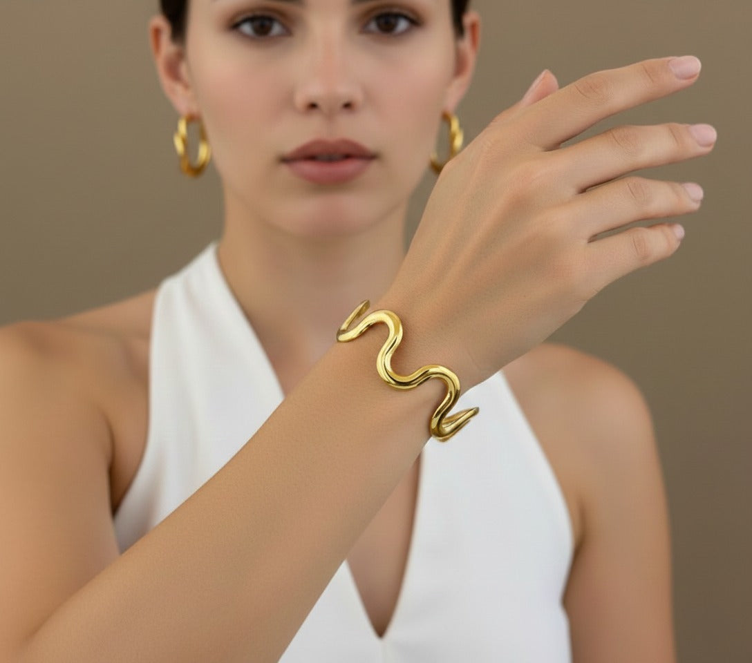 Elegance Korean Kada Bracelet – Gold Finish