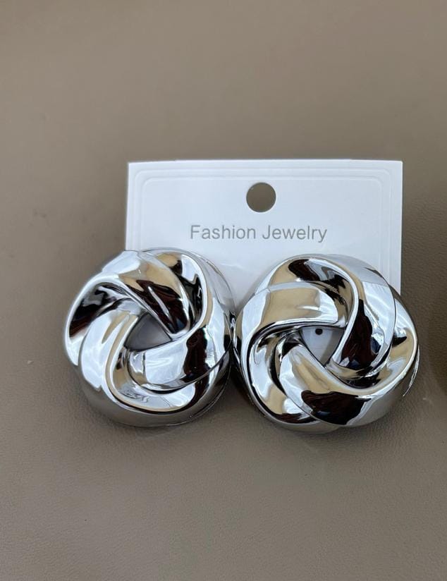 Silver Knot Stud Earrings - Modern Statement Jewelry
