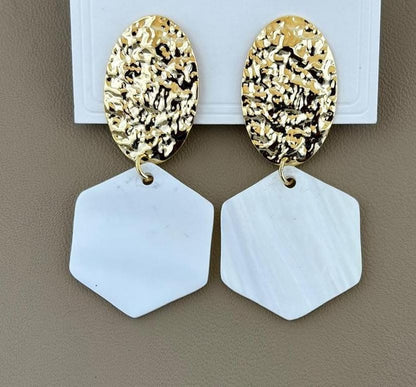 Aurora Gold & White Drop Earrings