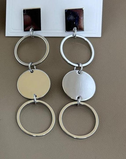 Silver Luxe Geometric Drop Earrings