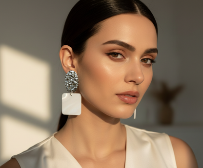 Contemporary Silver Statement Earrings