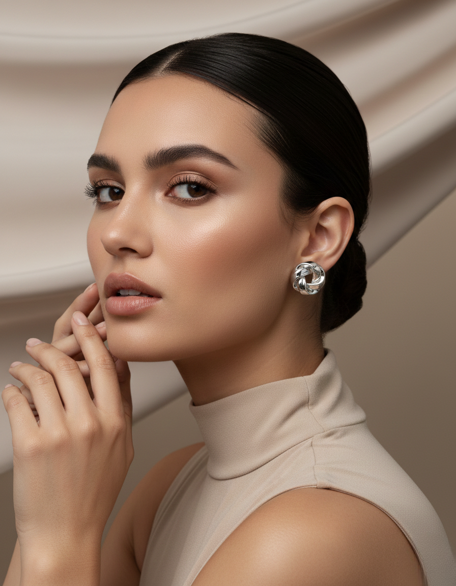 Silver Knot Stud Earrings - Modern Statement Jewelry