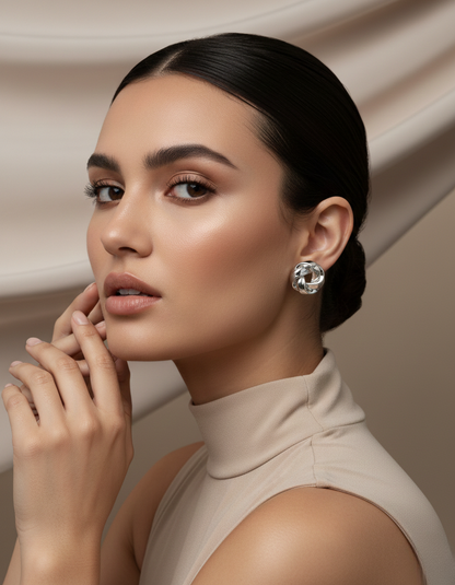 Silver Knot Stud Earrings - Modern Statement Jewelry