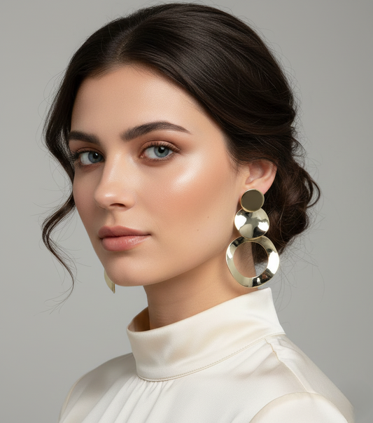 Golden Halo Statement Drop Earrings