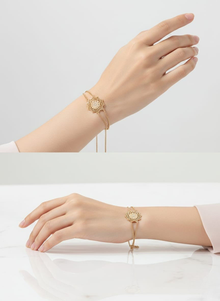 Elegant Gold Mandala Charm Adjustable Bracelet