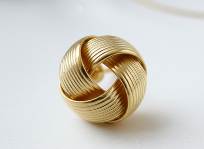 Gold Finish Textured Knot Stud Earrings