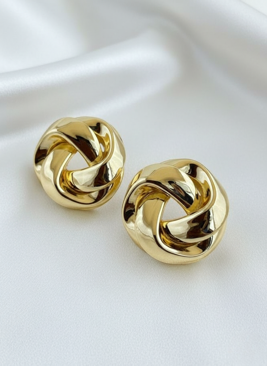 Gold Knot Stud Earrings – Classic Minimal Statement Jewelry