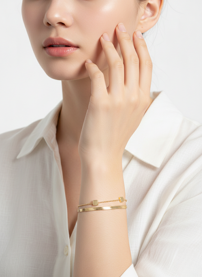 Elegant Gold Minimalist Double Layer Bracelet
