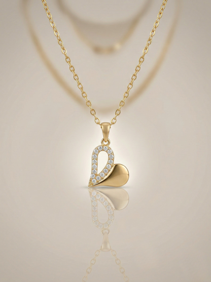 Elegant Gold Heart Pendant with Diamond Accents