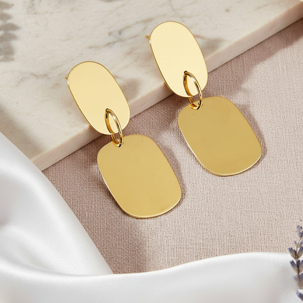 Golden Glow Minimal Drop Earrings