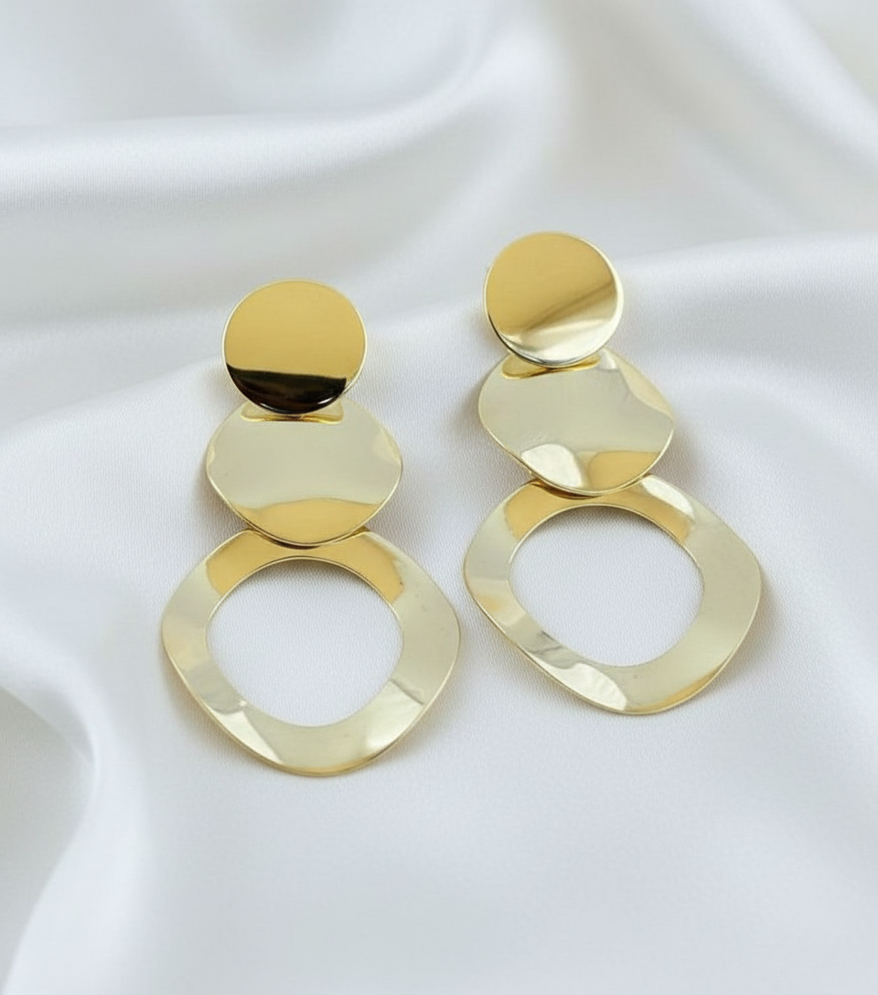Golden Halo Statement Drop Earrings
