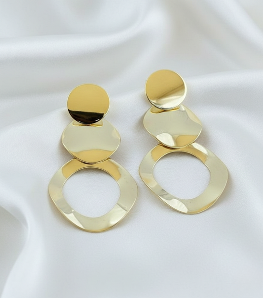 Golden Halo Statement Drop Earrings