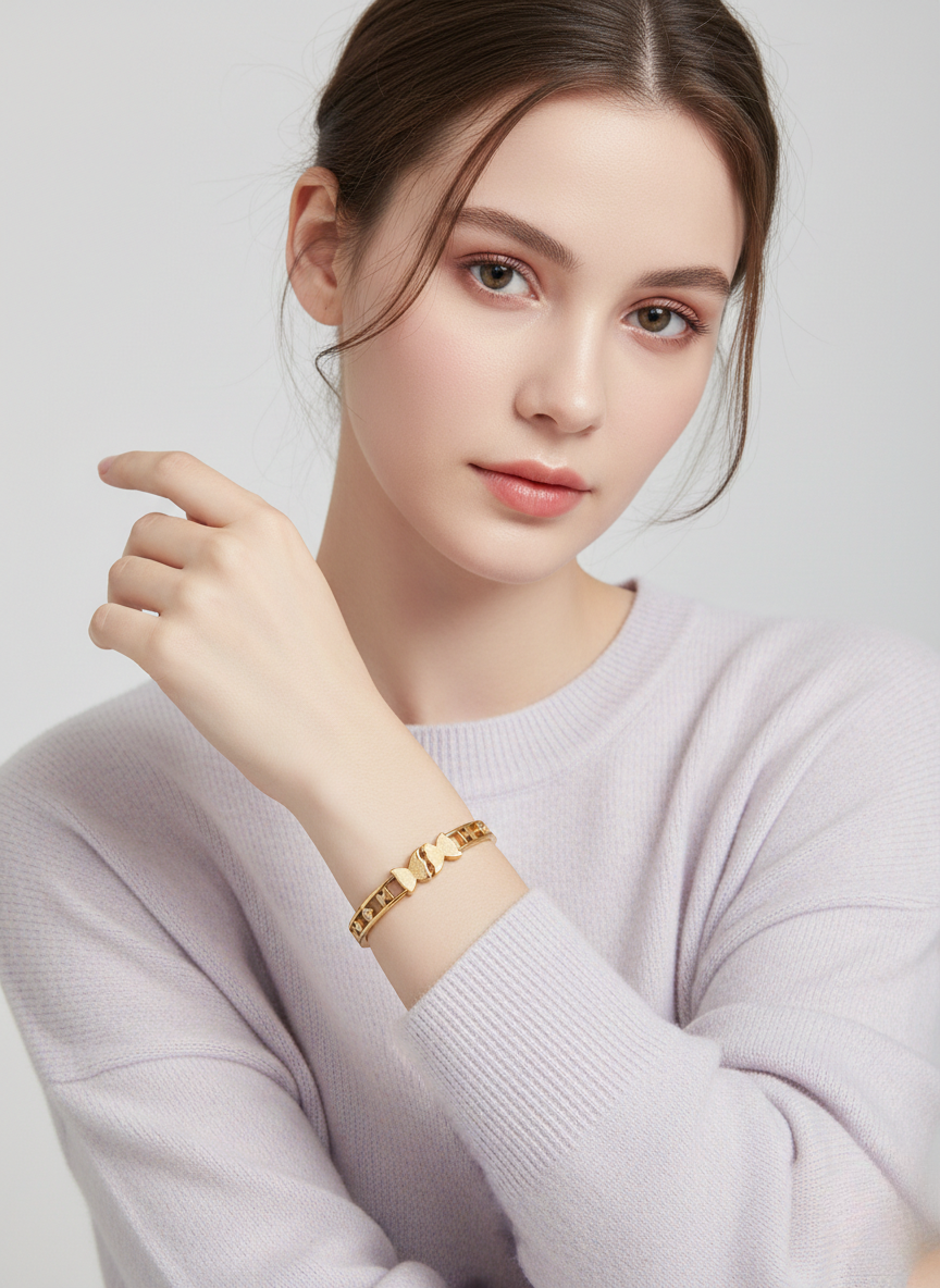 Elegant Korean Gold Butterfly and Star Kada