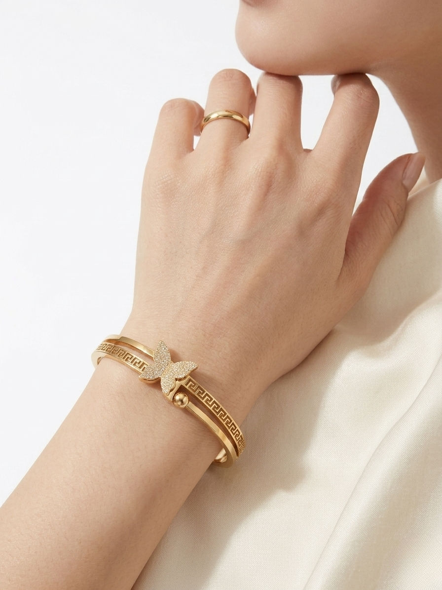 Elegant Korean Style Gold Butterfly Charm Bracelet