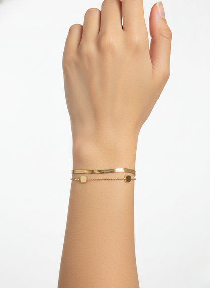 Elegant Gold Minimalist Double Layer Bracelet