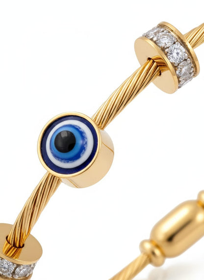 Golden Elegance: The Evil Eye Charm Bracelet