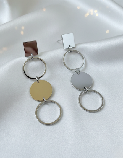 Silver Luxe Geometric Drop Earrings