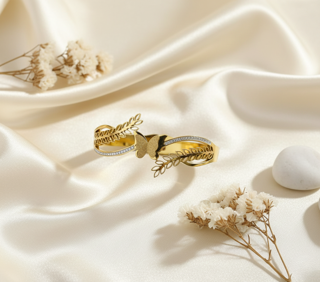 Elegant Shiny Butterfly Leaf Designer Bracelet