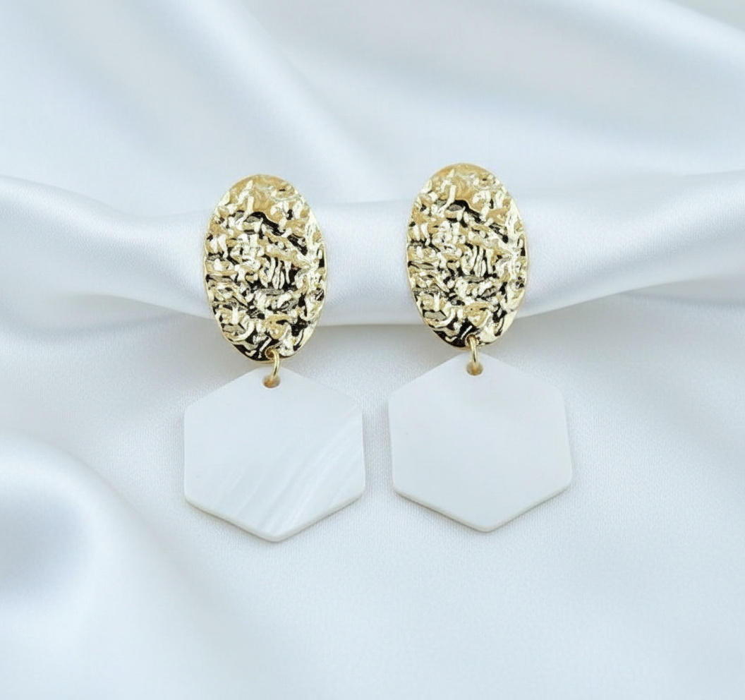 Aurora Gold & White Drop Earrings