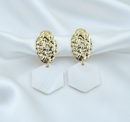 Aurora Gold & White Drop Earrings